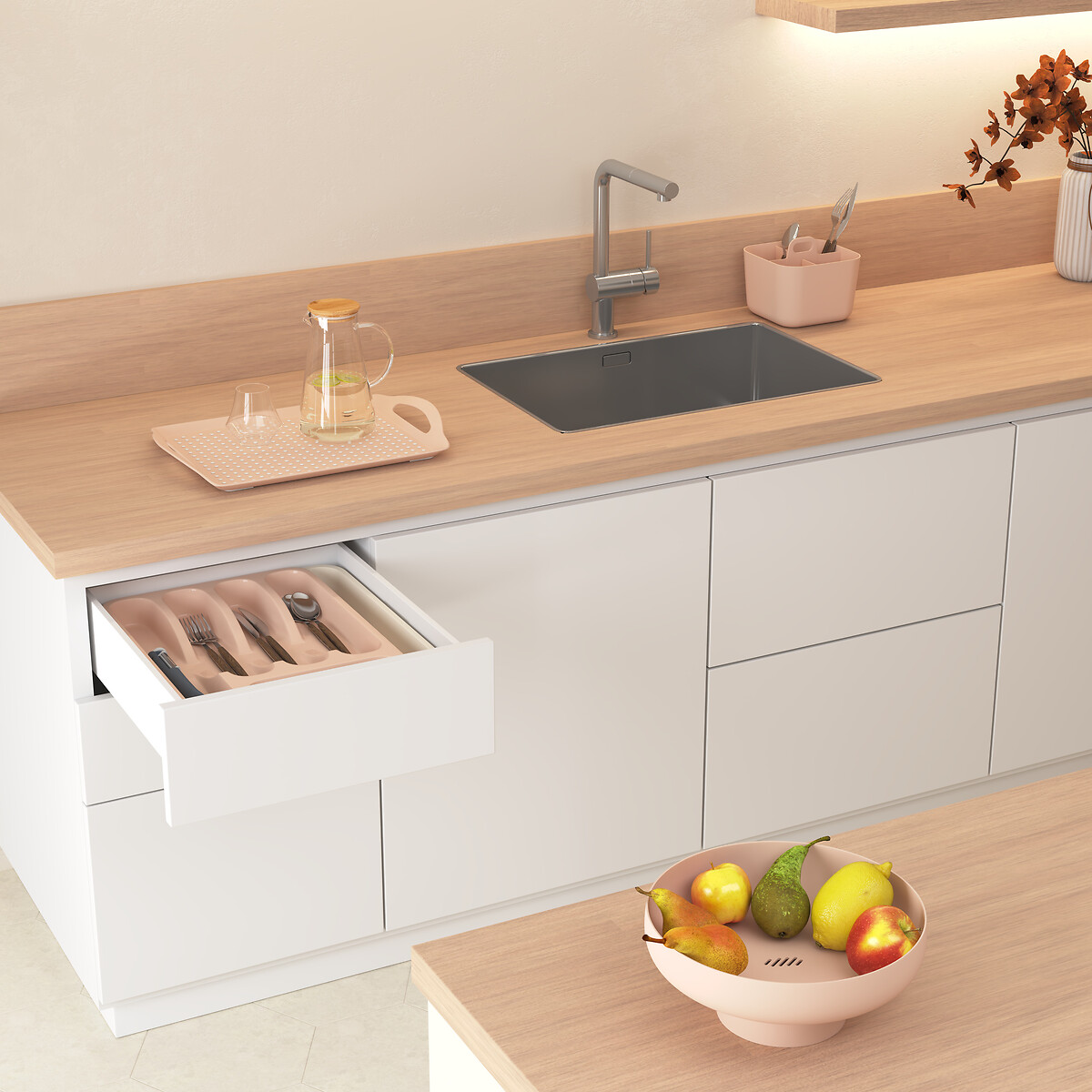 Porta utens&iacute;lios de 4 m&oacute;dulos POLY rosa