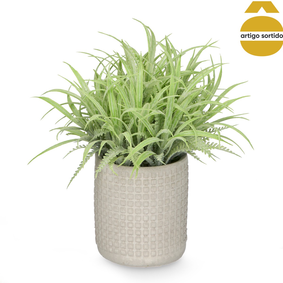 Vaso De Cimento Com Flores Artificiais 20cm