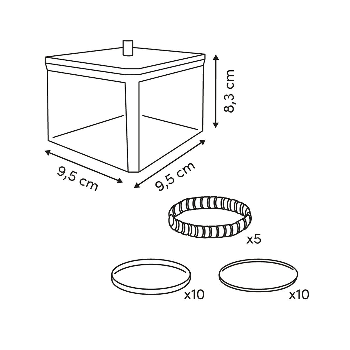 Caixa com tampa de bambu com 20 el&aacute;sticos cabelo
