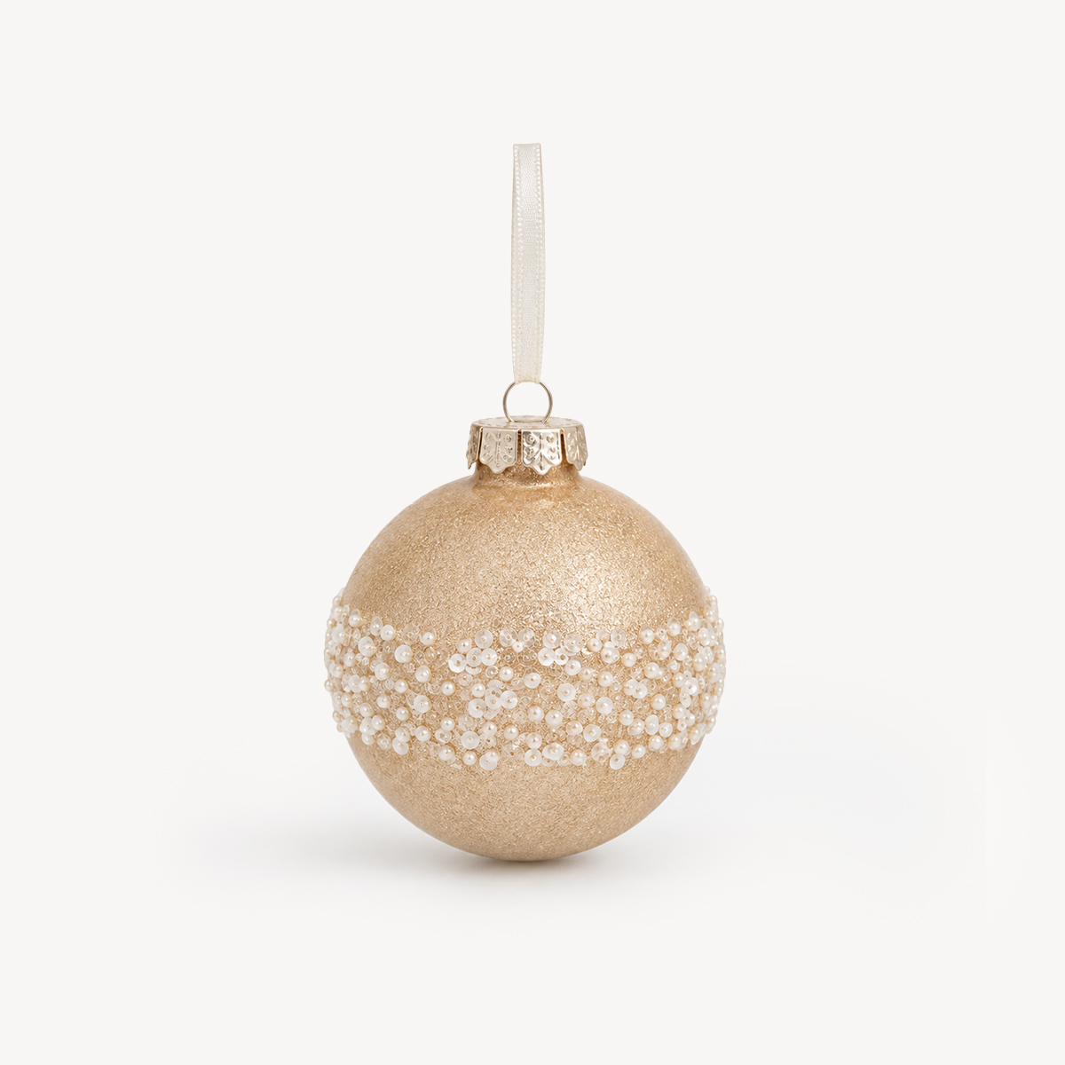 Bola de natal com mini p&eacute;rolas 10cm