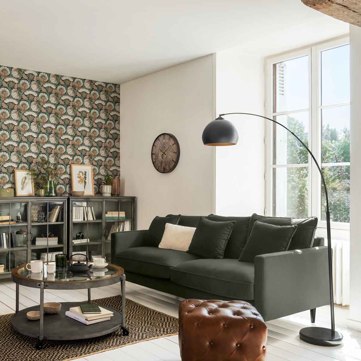 Sofá CANDICE verde escuro de veludo 194cm