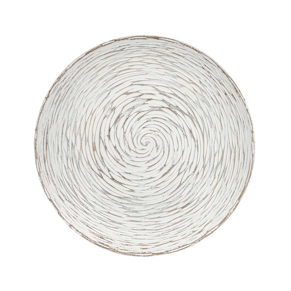 Mesa de apoio em madeira com tampo decora&ccedil;&atilde;o espiral