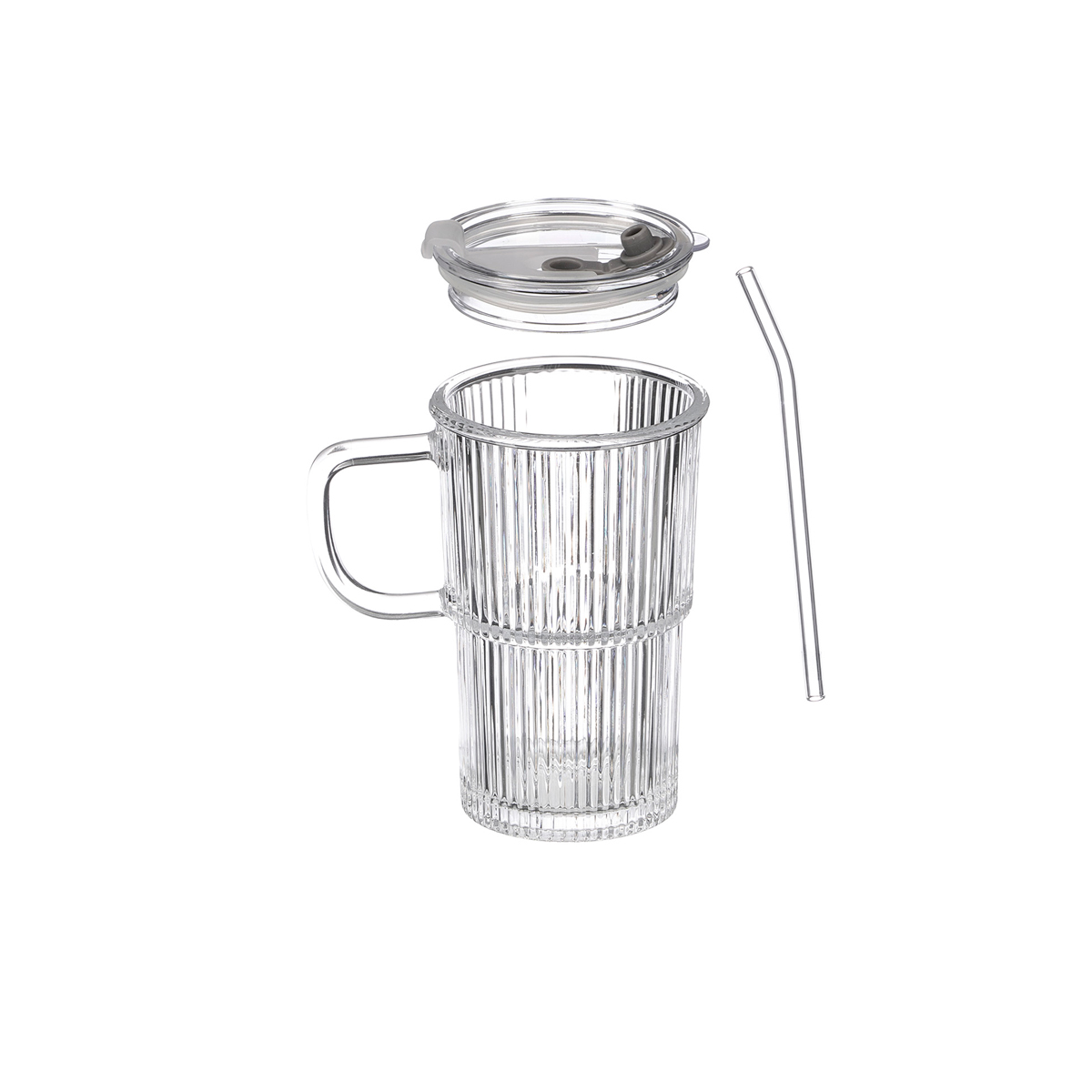 Copo de vidro com tampa e palhinha 430ml