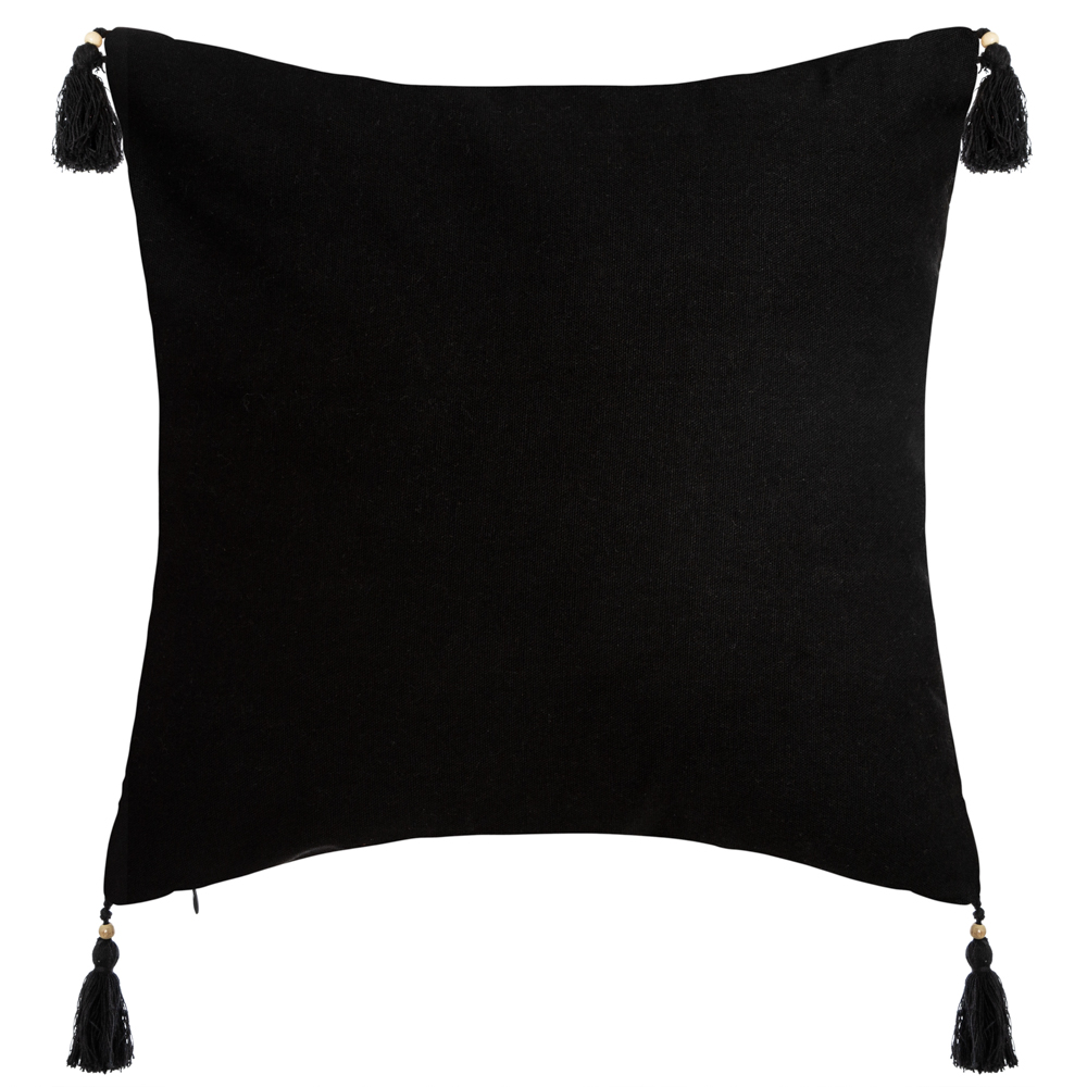 Capa para almofada TROPIC ocre e preto com pompons 40x40cm