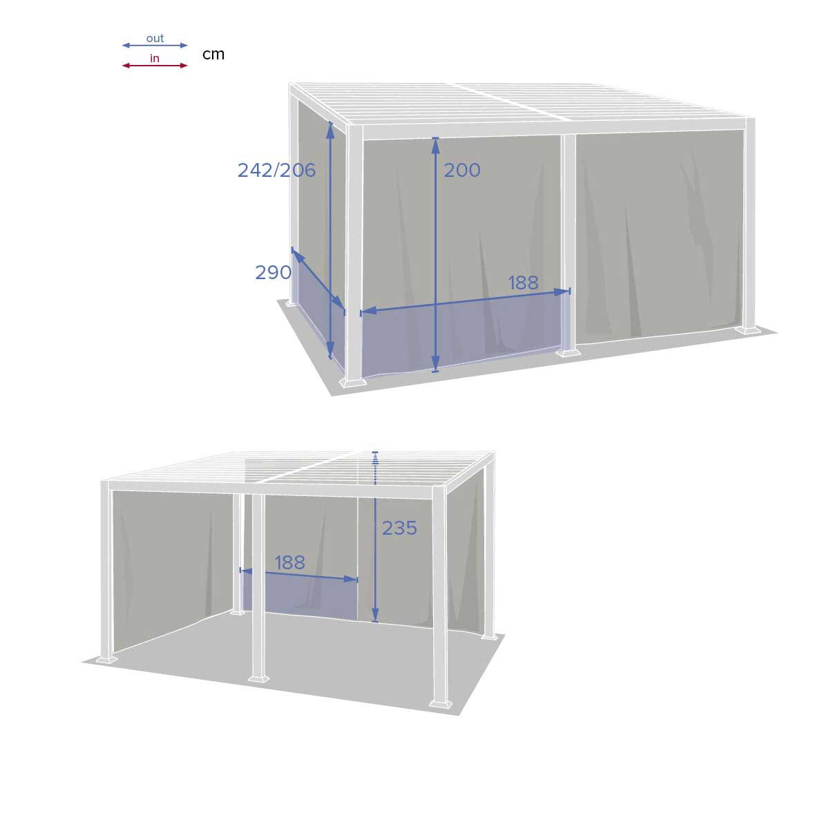 Cortinas para pérgola AVILA cinza ardósia 3x4