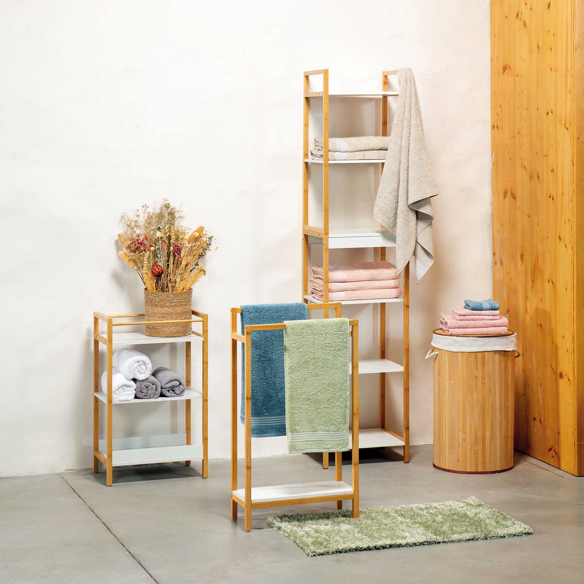 Cesto de roupa wc redondo natural em bambu,  Cesto de roupa wc redondo natural em bambu