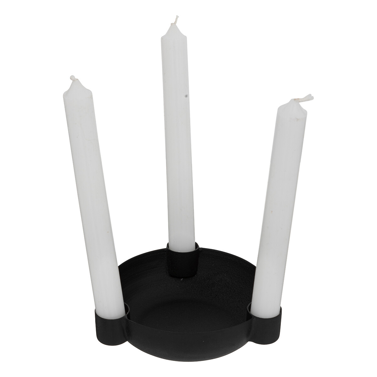Castiçal JIL preto em metal para 3 velas,  Castiçal JIL preto em metal para 3 velas