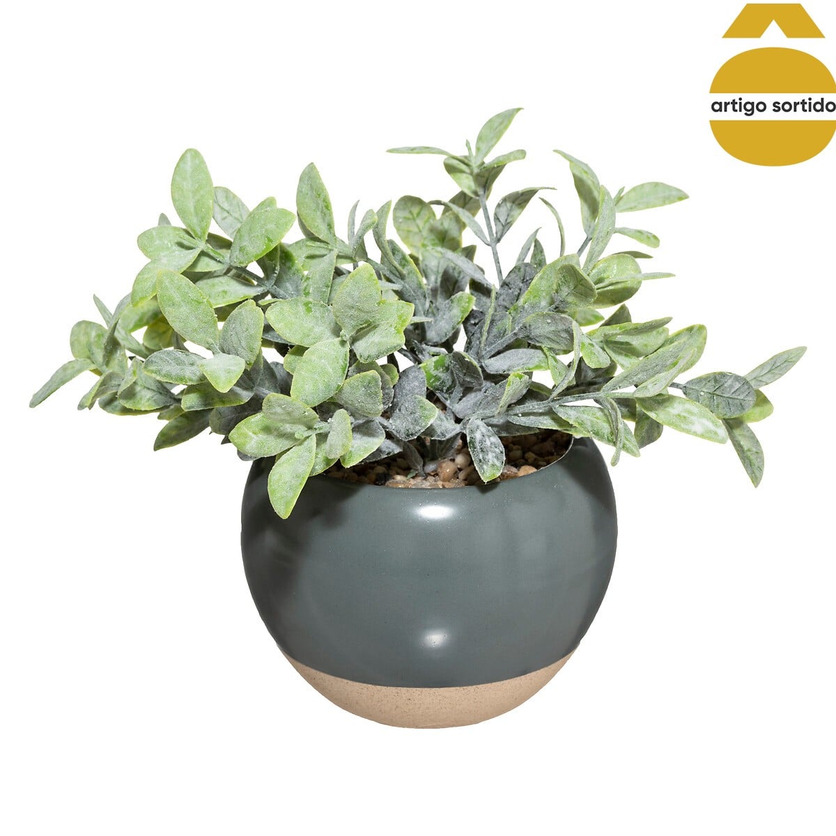 Planta artifical com vaso em cer&acirc;mica