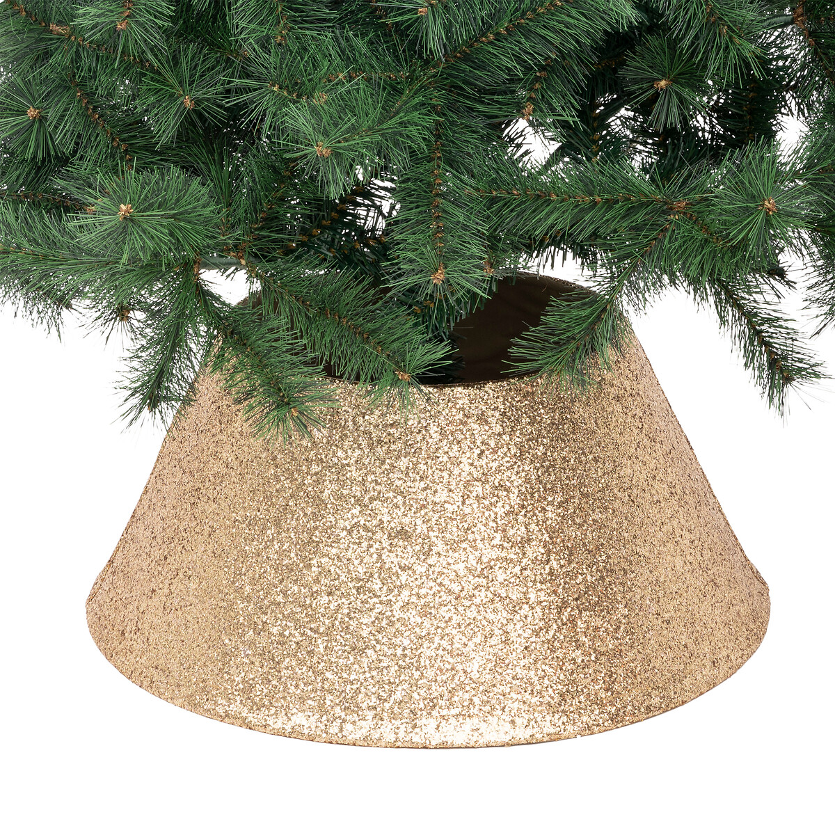 Base para &aacute;rvore com glitter dourado