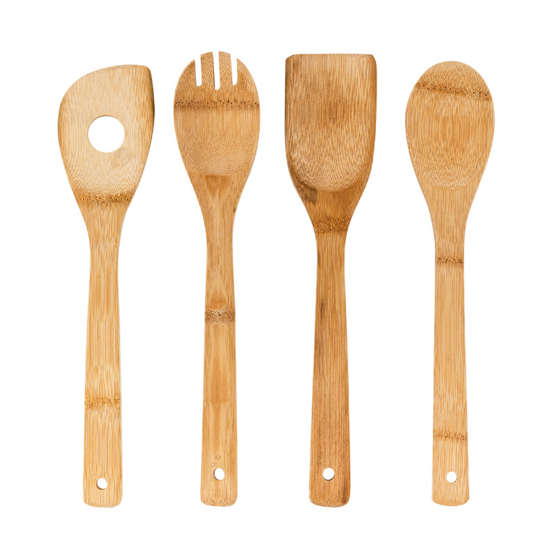 Conjunto de 4 utens&iacute;lios em bambu