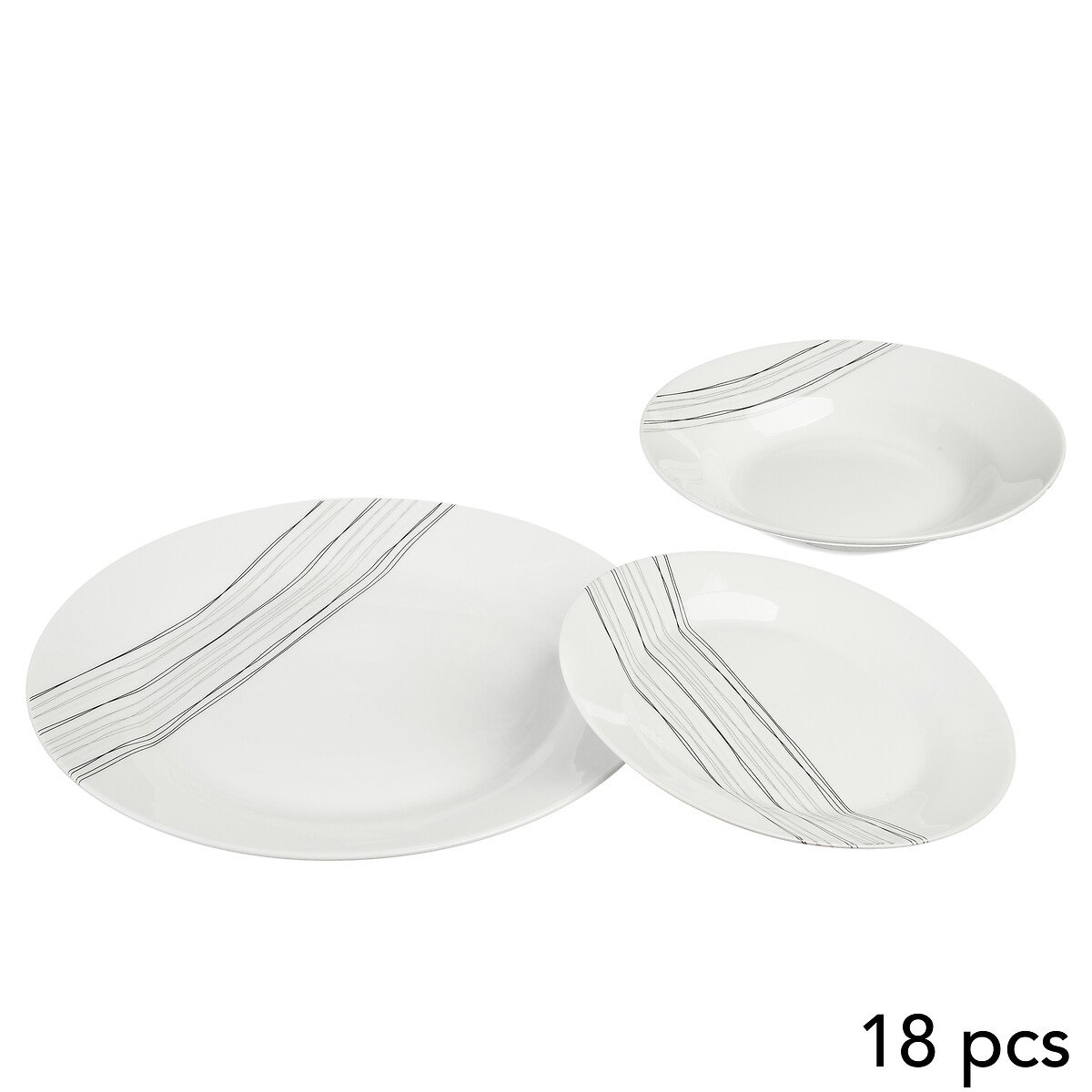 Serviço de mesa 18 peças LIGNES decorado,  Serviço de mesa 18 peças LIGNES decorado