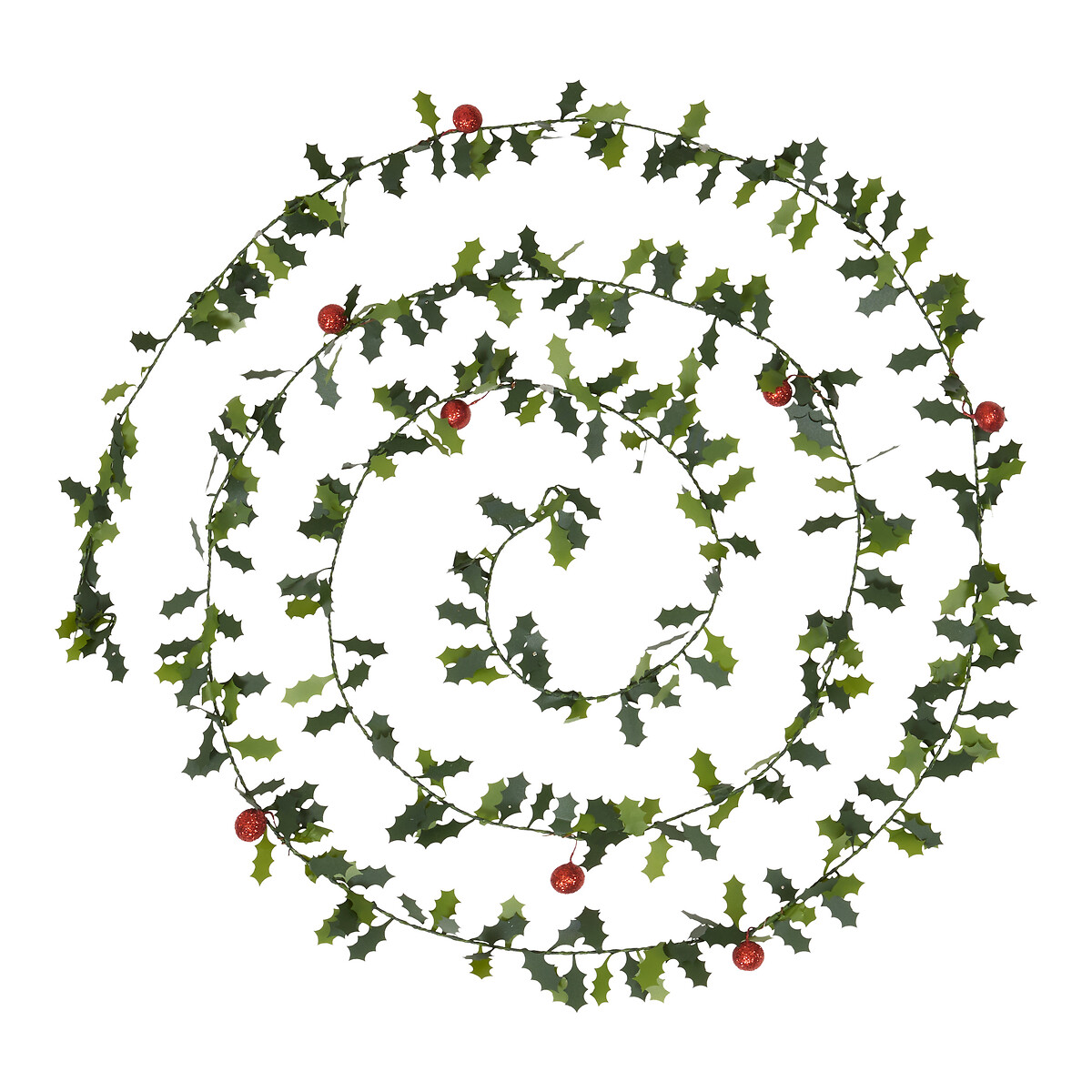 Grinalda com folhas e bagas verde 270cm