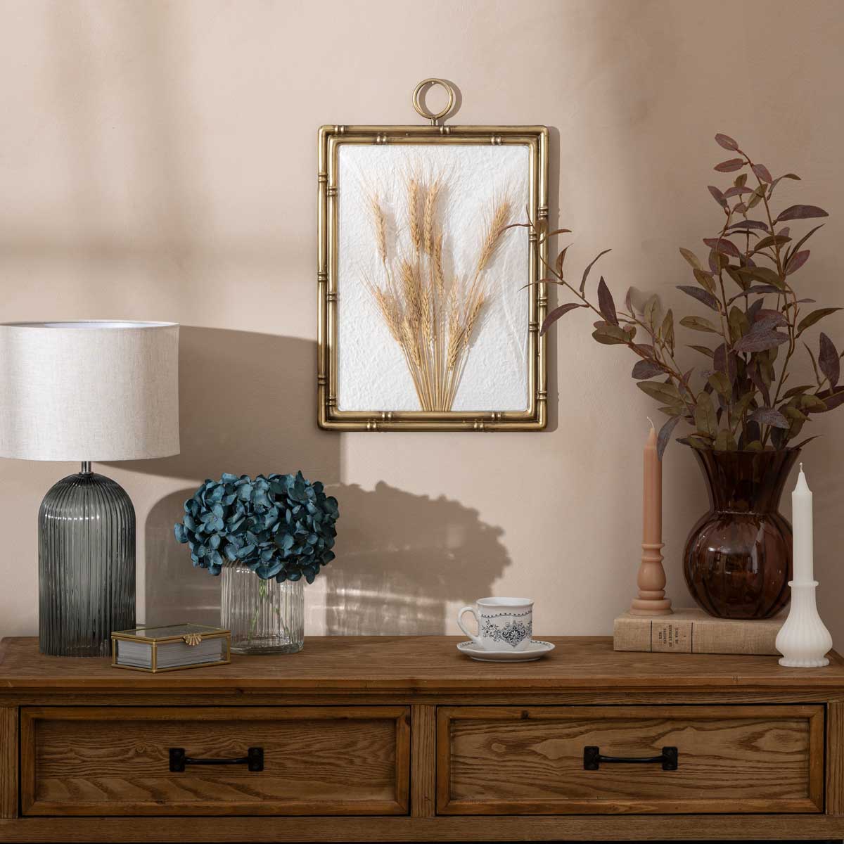 Quadro decorativo JONAS trigo em mdf e metal 47cm