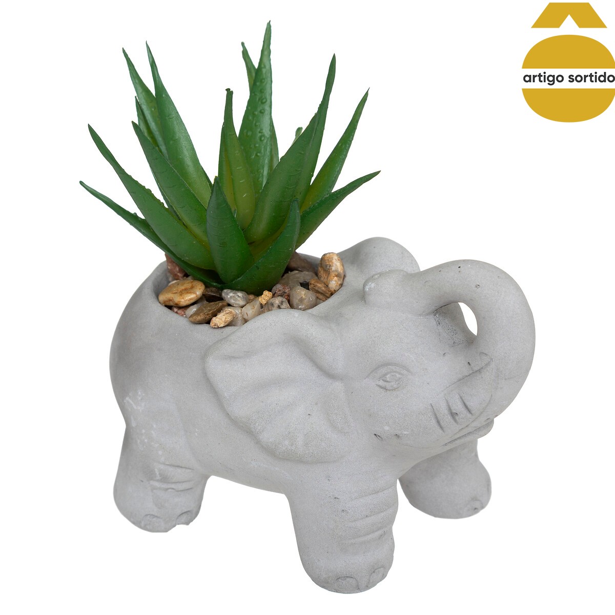 Vaso elefante com planta artificial 10cm