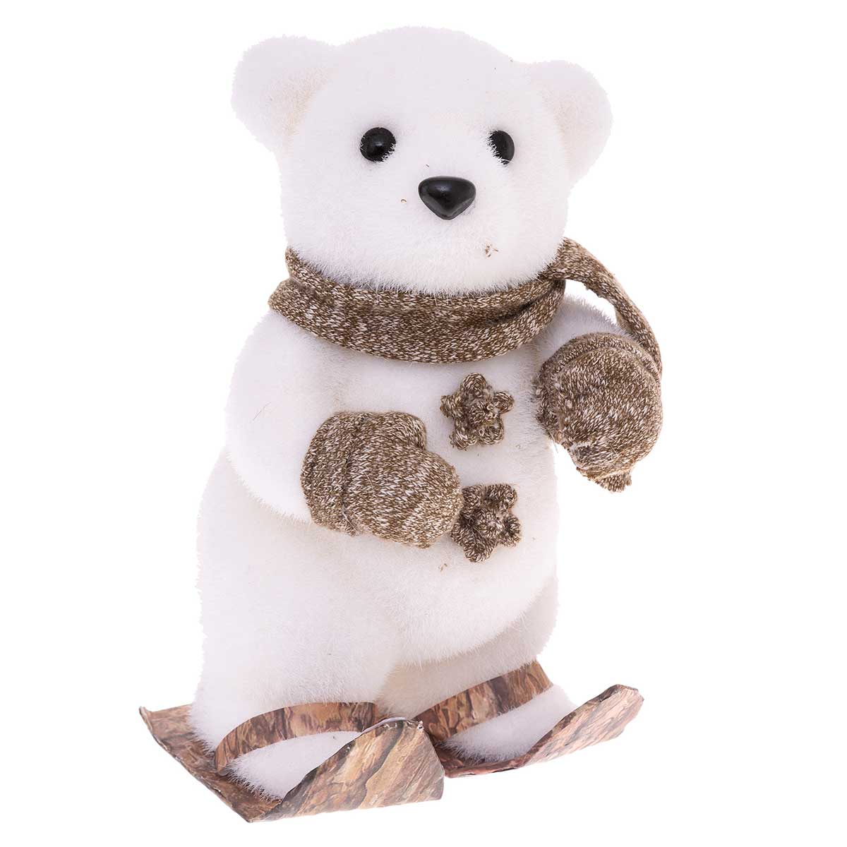 Urso polar com cachecol e luvas ski 23cm,  Urso polar com cachecol e luvas ski 23cm