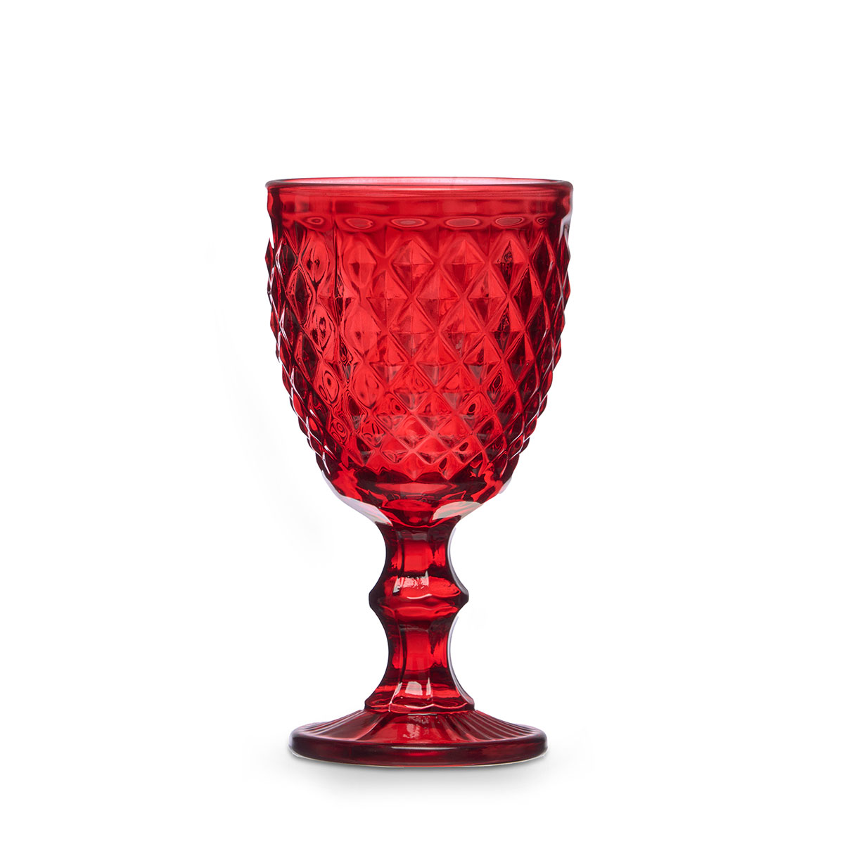 Copo de vinho diamante vermelho com p&eacute; 22cl