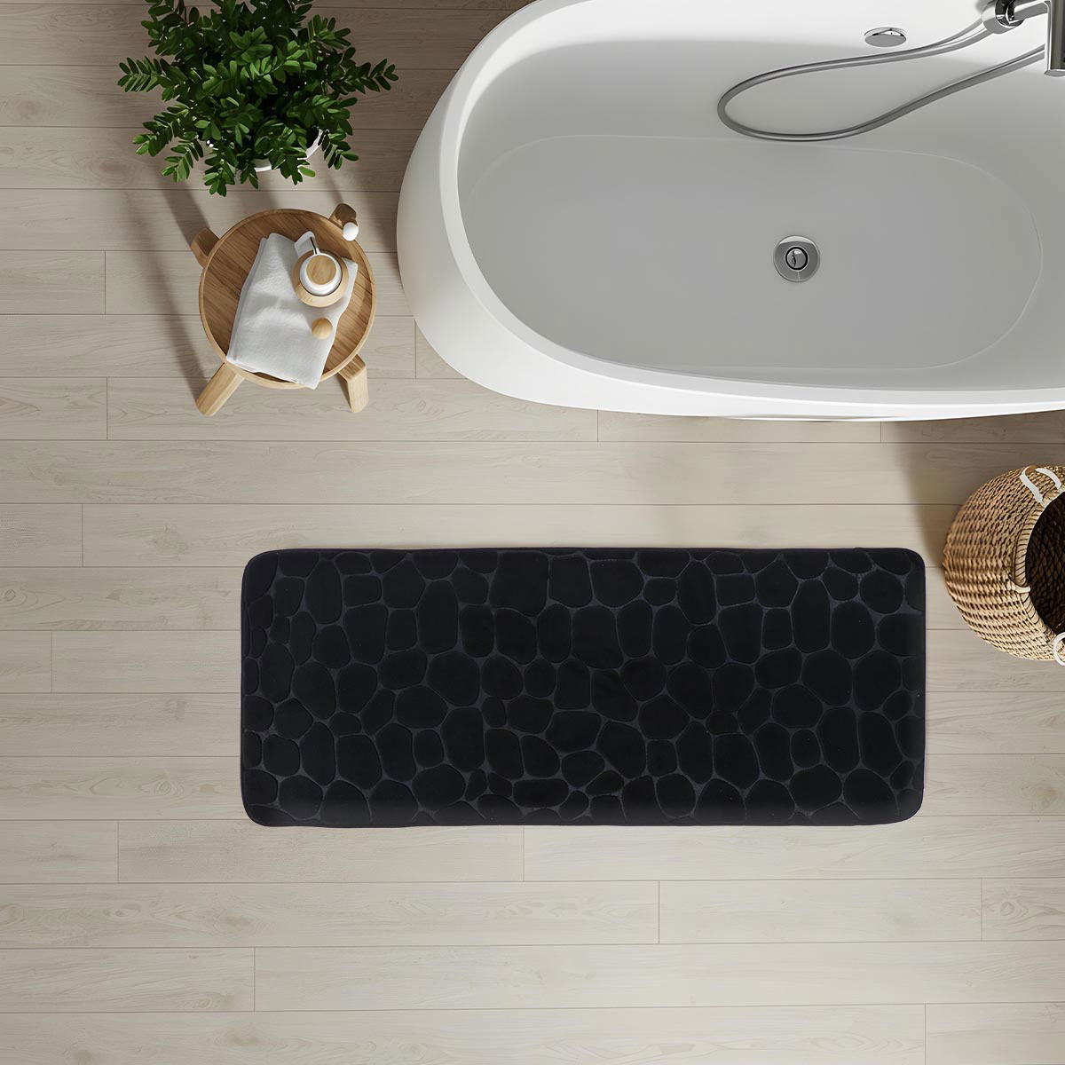 Tapete wc microfibra MEMOIRE preto 45x120cm
