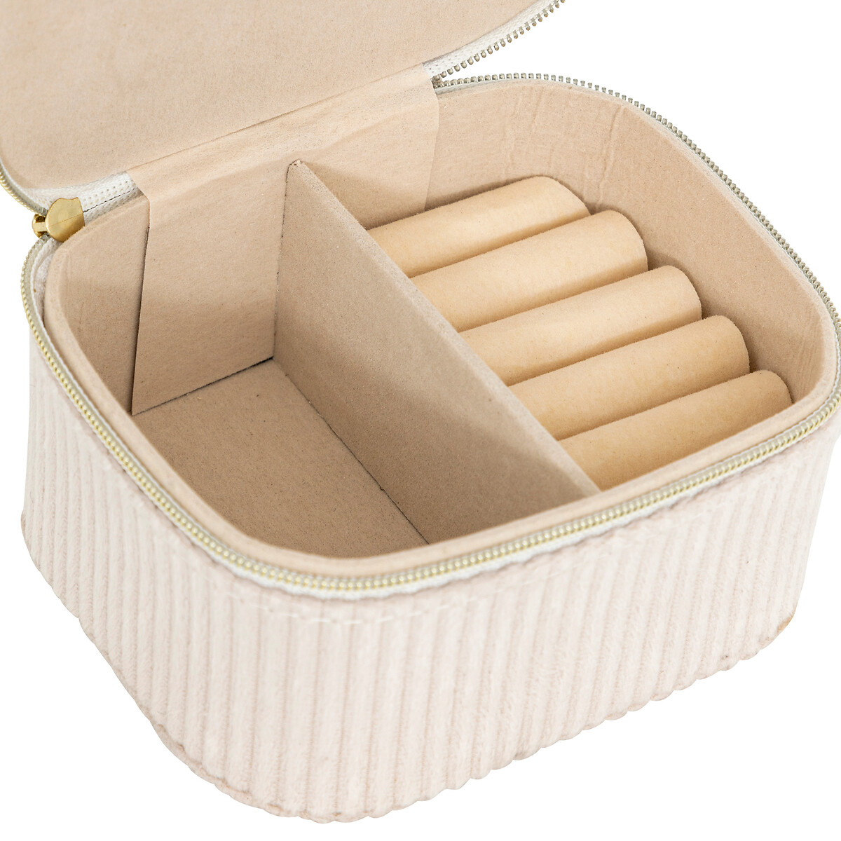 Caixa de bijuteria em veludo bege ENYA 