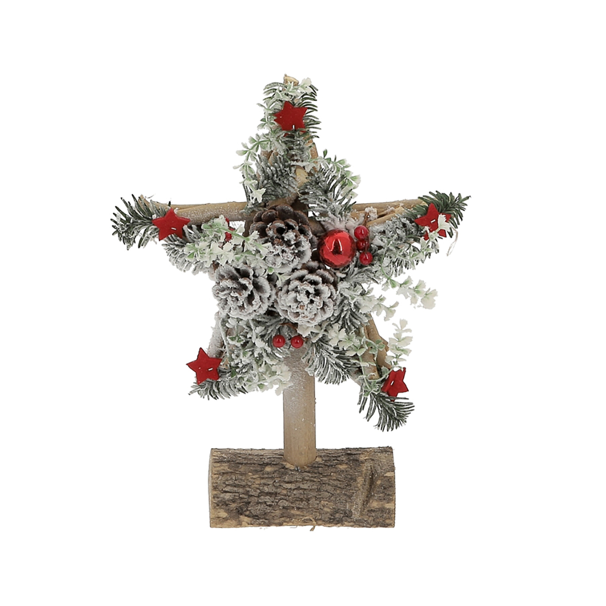 Estrela com base em madeira 30x10x16cm