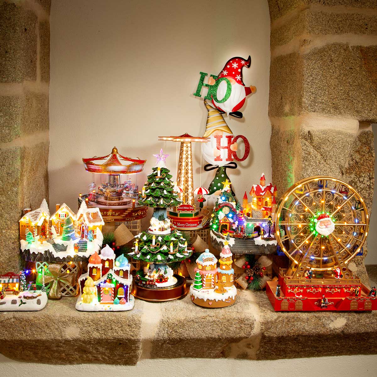 Aldeia casinhas de gengibre com música e movimento 25 leds