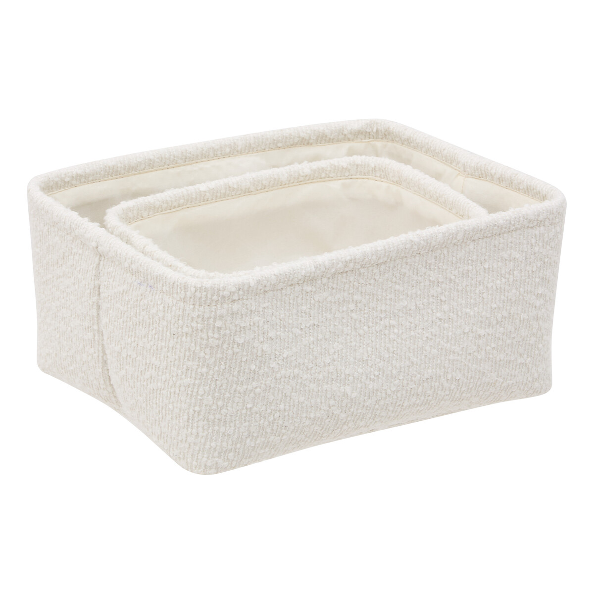 Conjunto de 2 cestos brancos em tecido boucl&eacute;