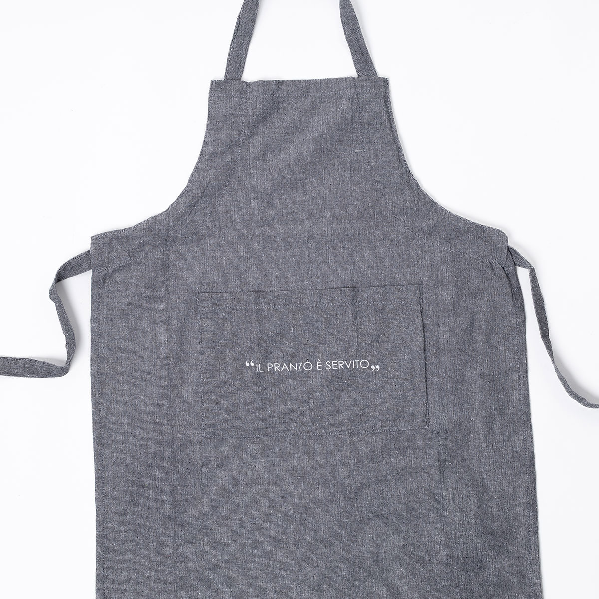 Avental de cozinha com frase cinza escuro 60x80cm