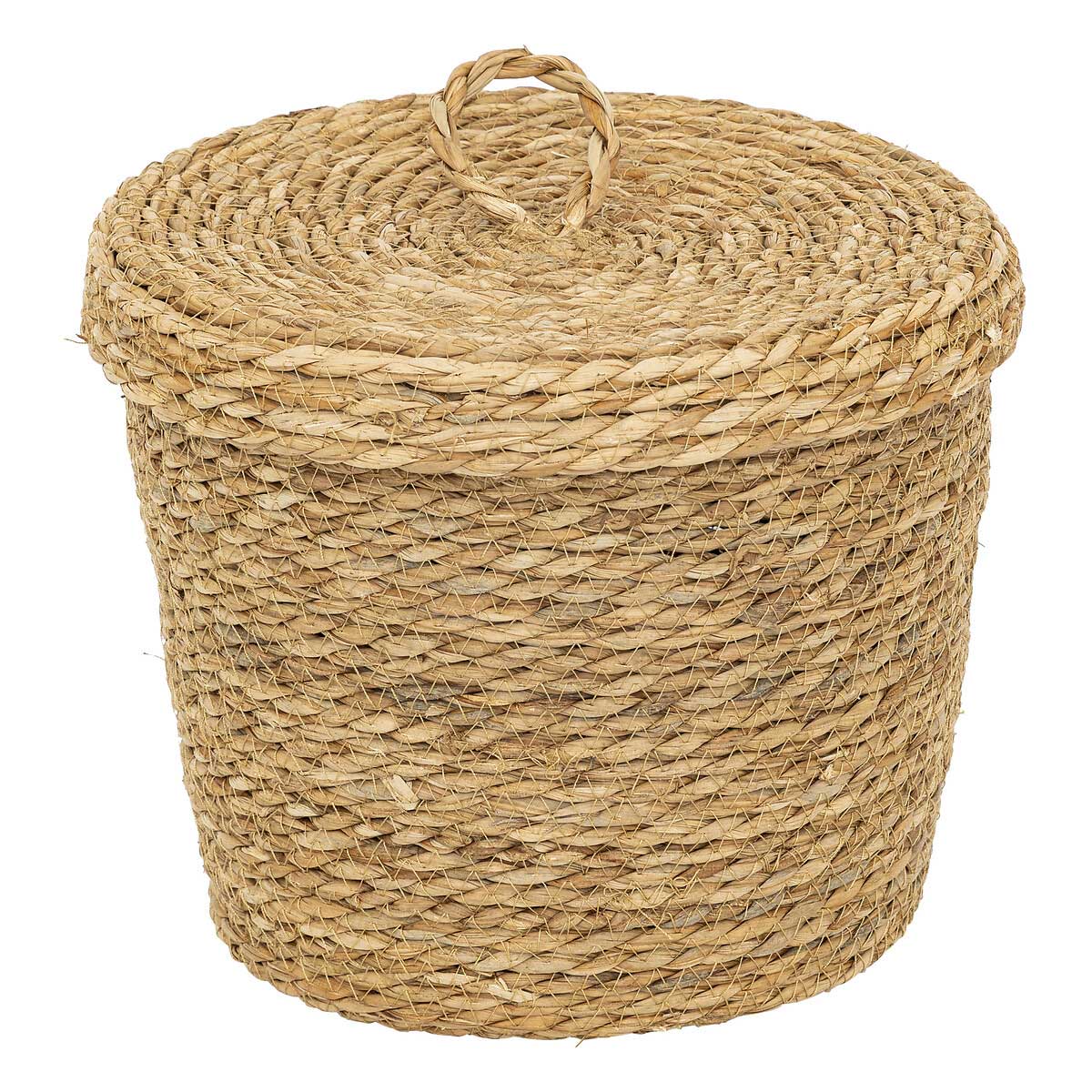 Conjunto de 9 cestos em r&aacute;fia bege LIT