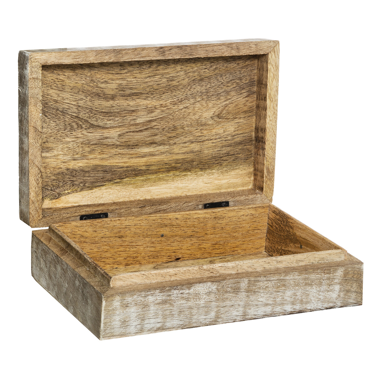 Caixa decorativa ritual bege em madeira mango 6x21cm