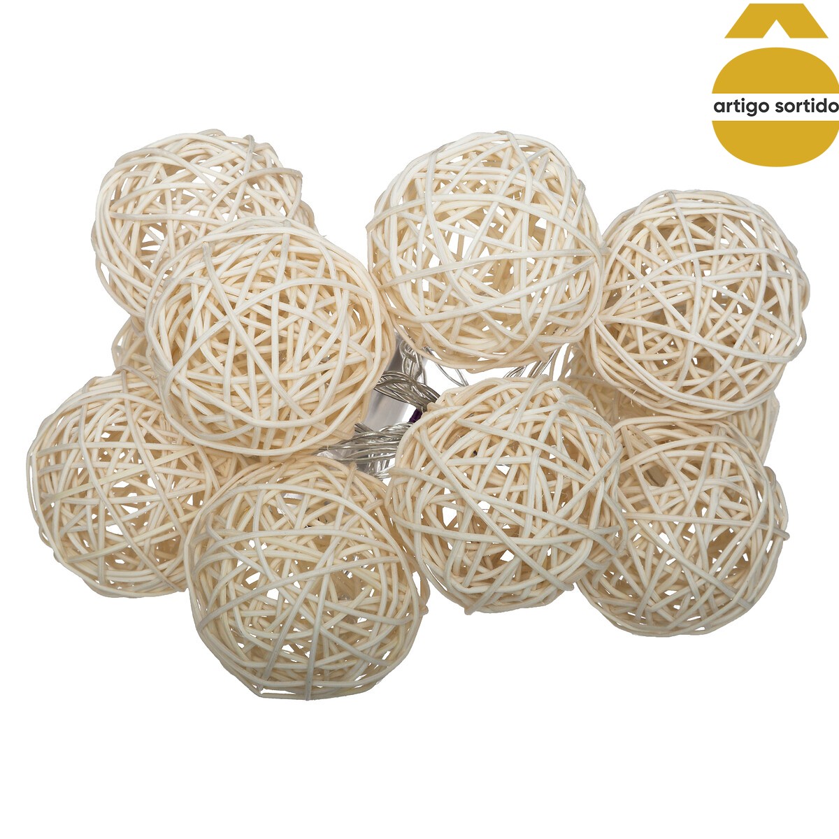 Conjunto de 10 bolas led em rattan