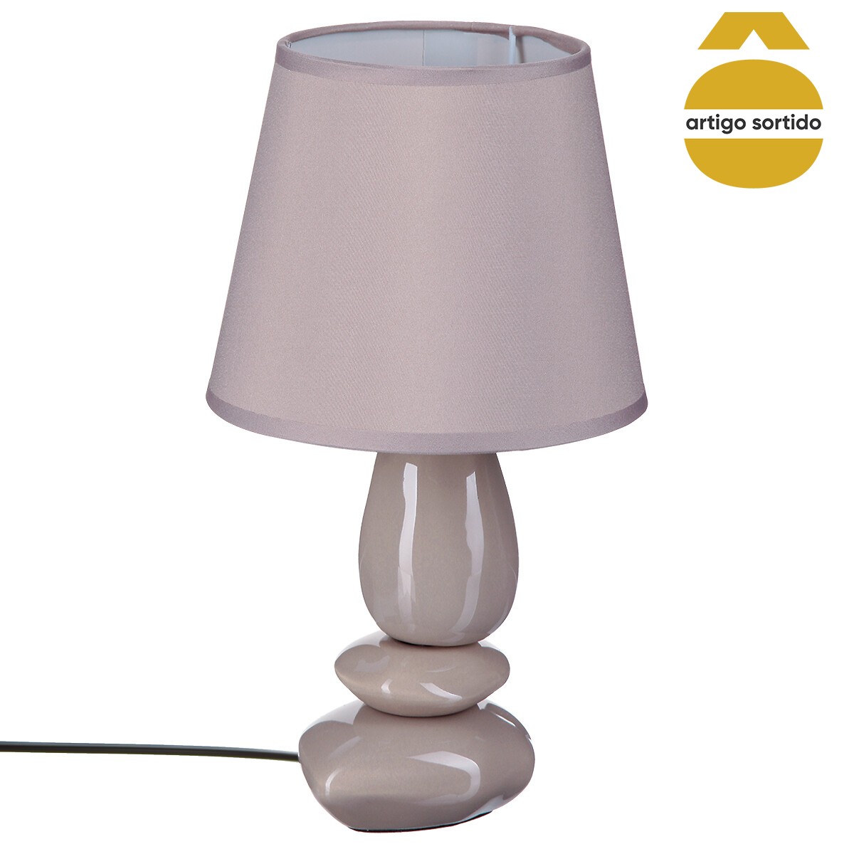 Candeeiro de mesa com 3 pedras em cerâmica