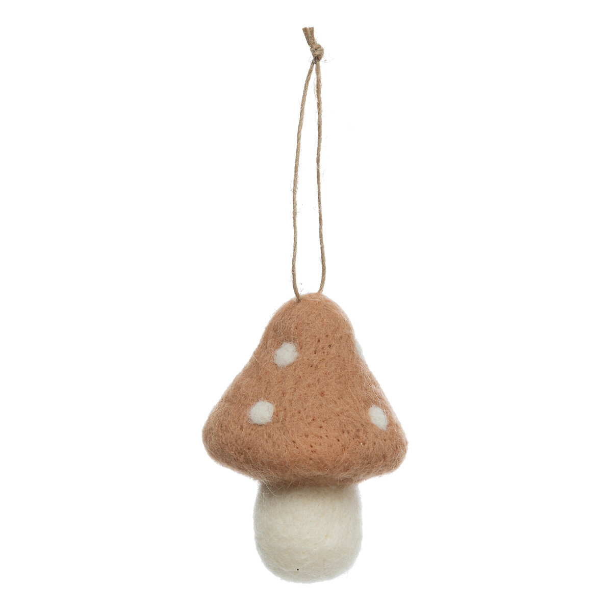 Pendurante em forma de cogumelo bege e branco 6x8cm