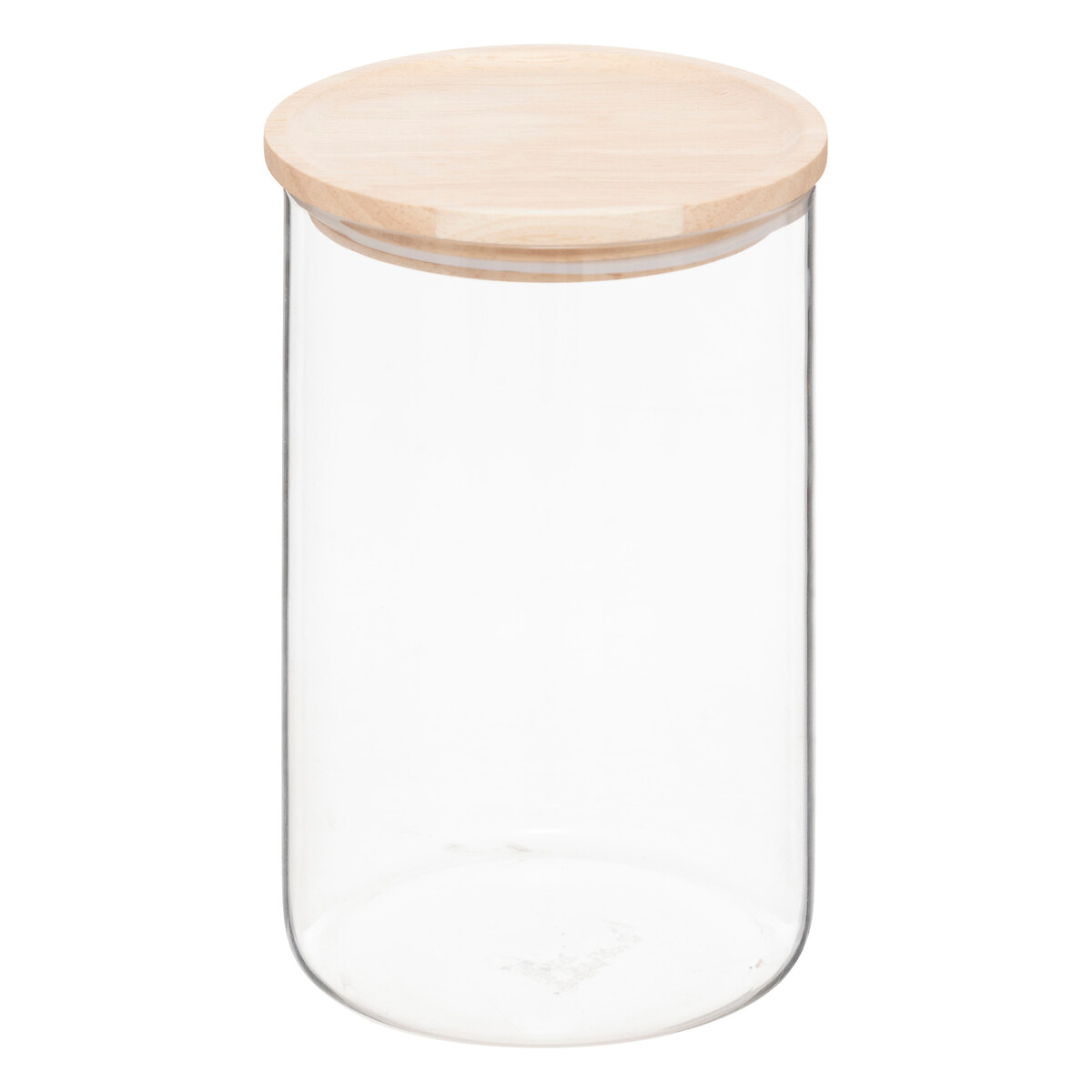 Conjunto de 3 frascos de vidro com tampa em madeira