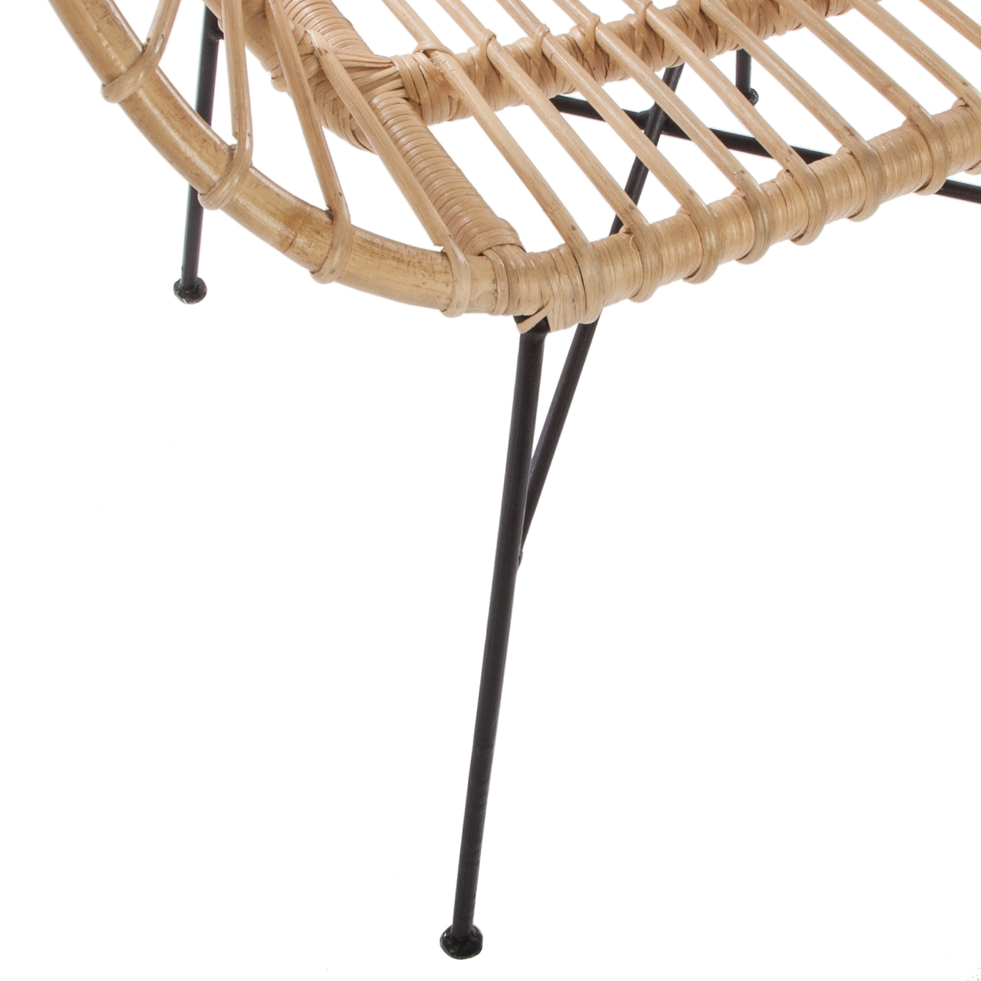 Cadeira Em Rattan Cor Natural E Metal
