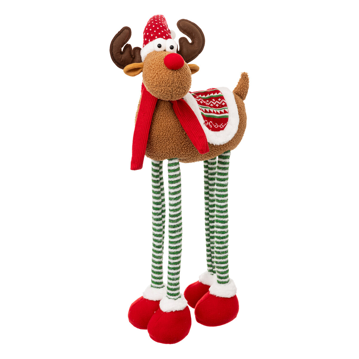 Figura de rena rodolfo extensível 34x20x103cm,  Figura de rena rodolfo extensível 34x20x103cm