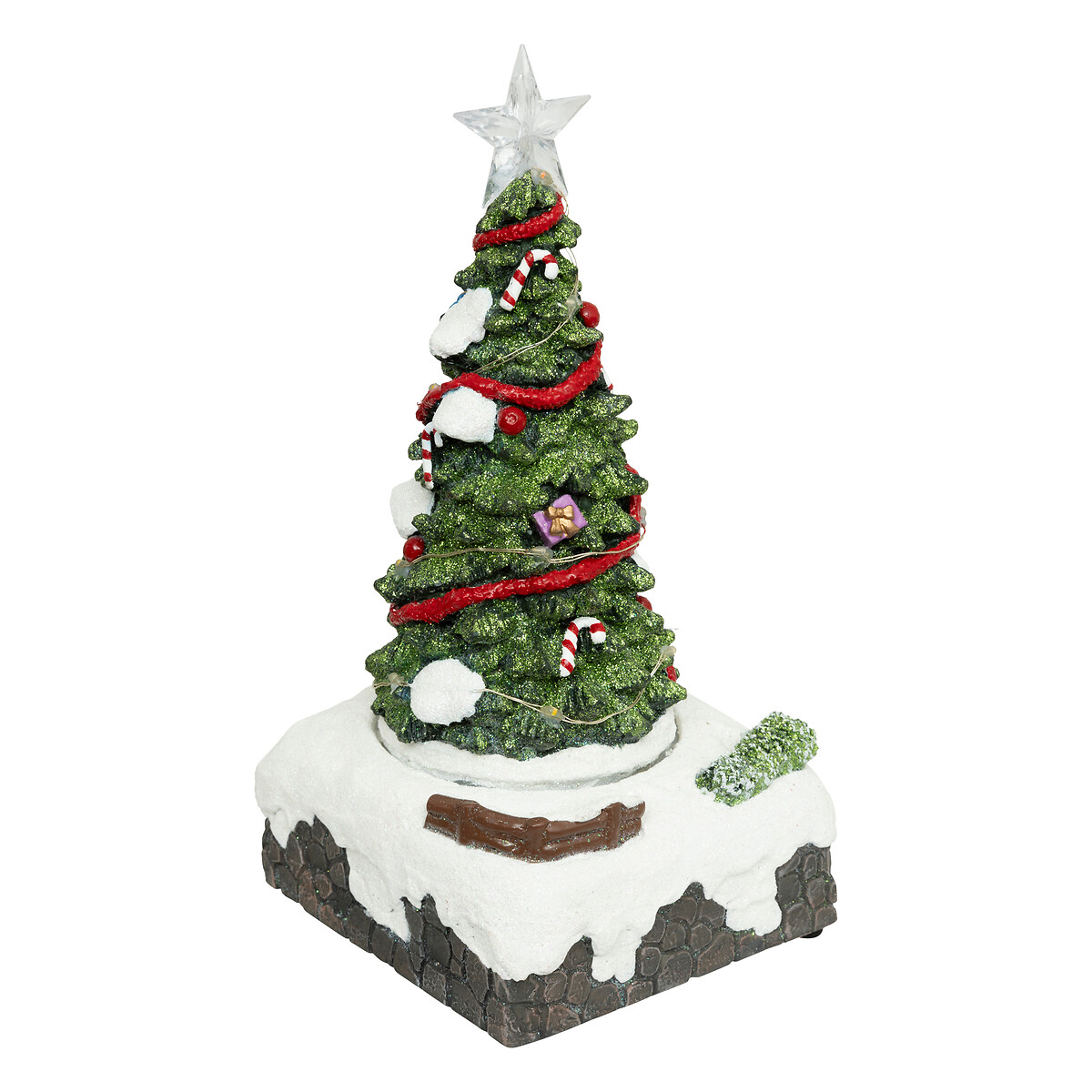 Aldeia &aacute;rvore de natal com luz - m&uacute;sica - movimento 12,5x22,5cm