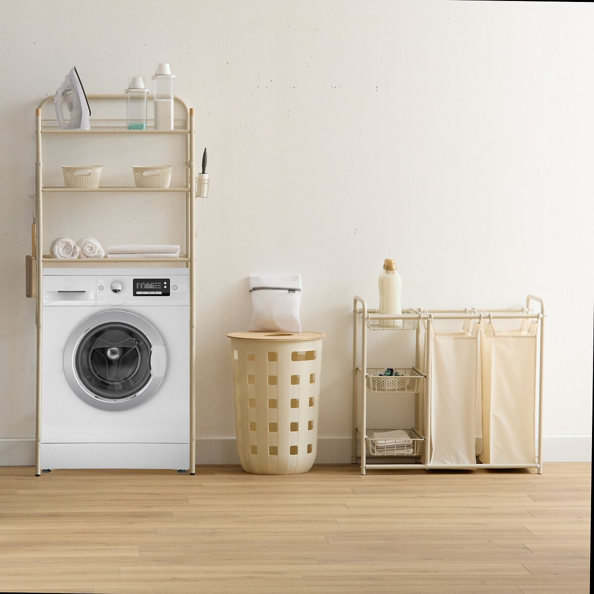 M&oacute;vel de apoio para roupa suja branco