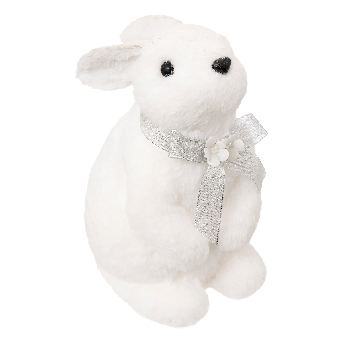 Figura de coelho com la&ccedil;o branco 16x13x25cm