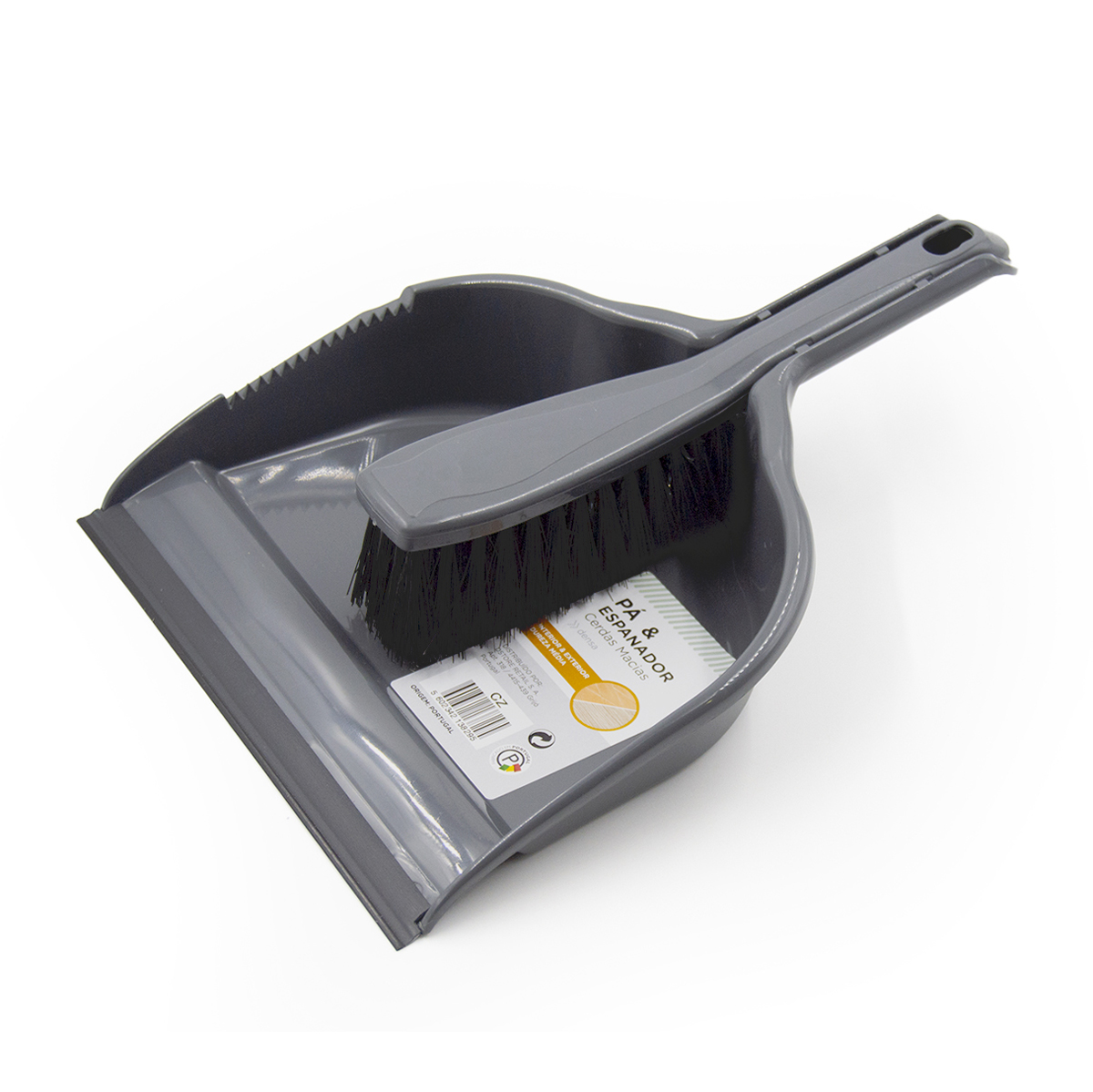 Conjunto pá de lixo com espanador cinza