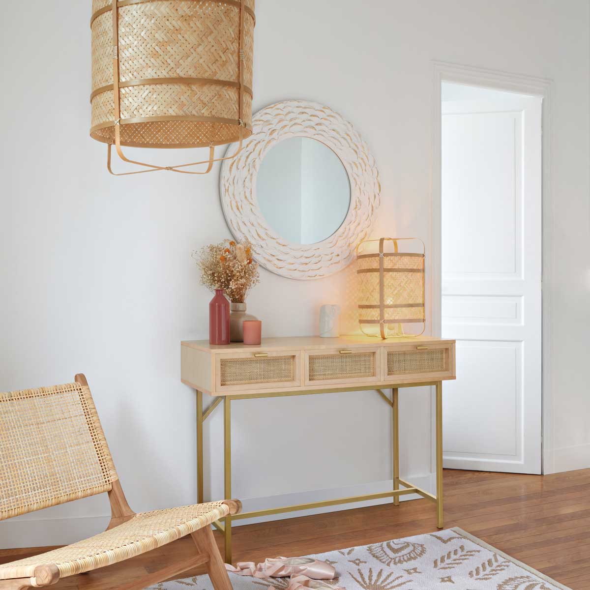 Consola RAYO bege com 3 gavetas