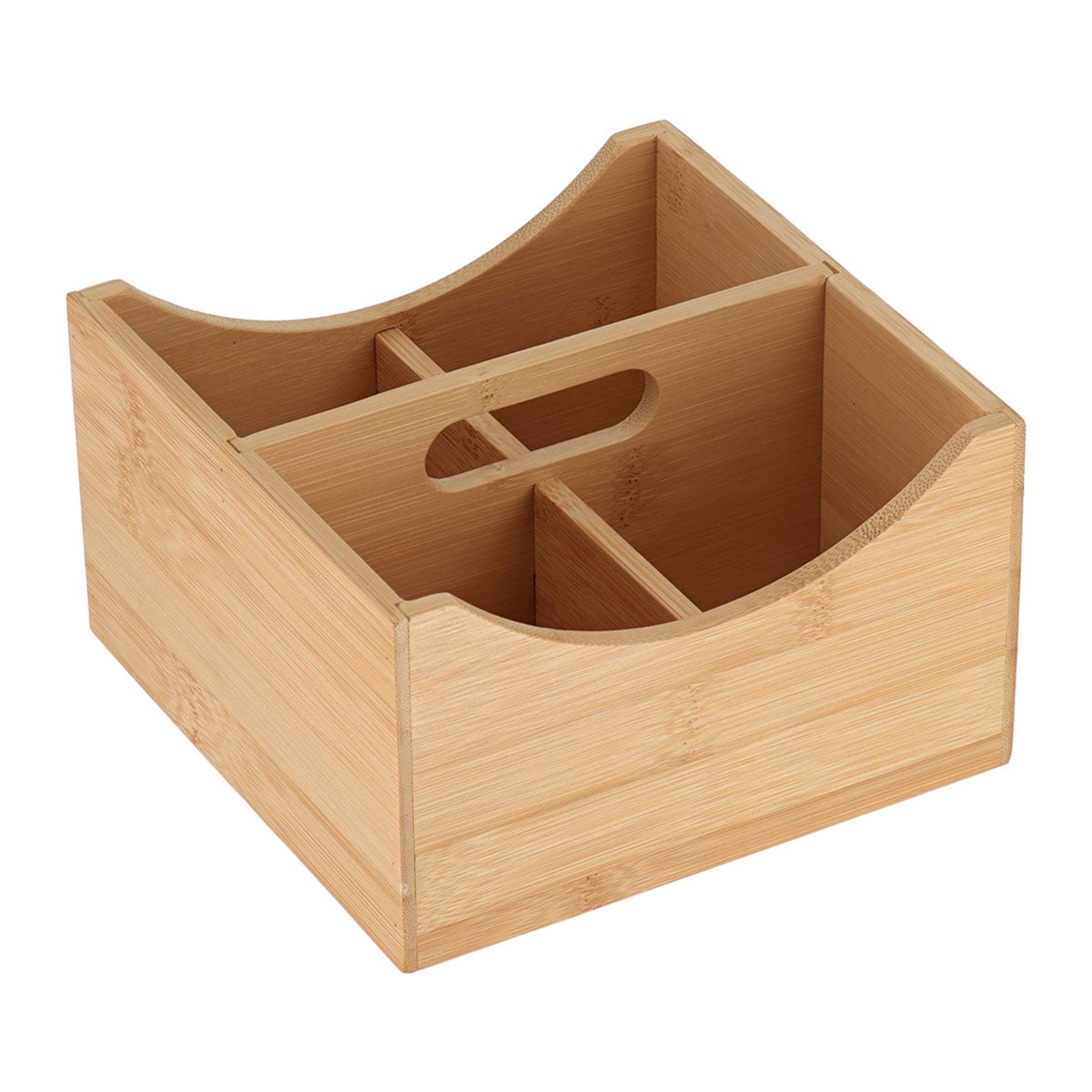 Organizador com 4 compartimentos castanho em bambu