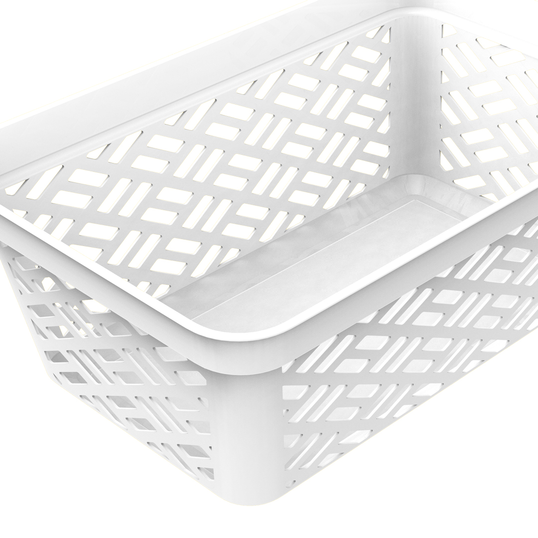 Cesto de arruma&ccedil;&atilde;o branco alto m&eacute;dio