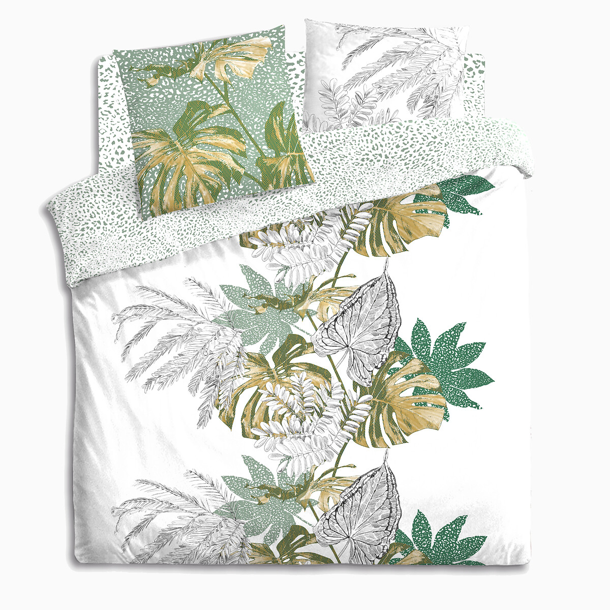 Capa de edred&atilde;o e 2 capas de almofada monstera 220x240cm