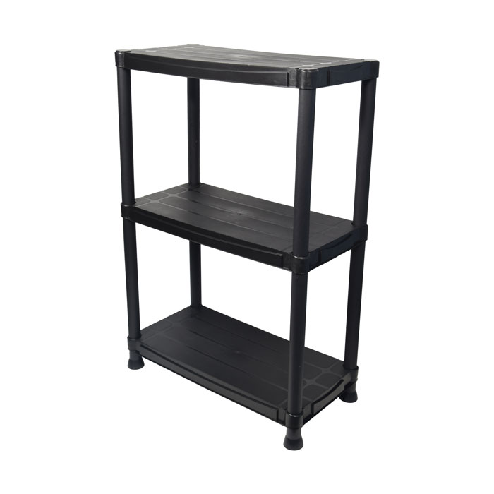 Estante preta com 3 prateleiras