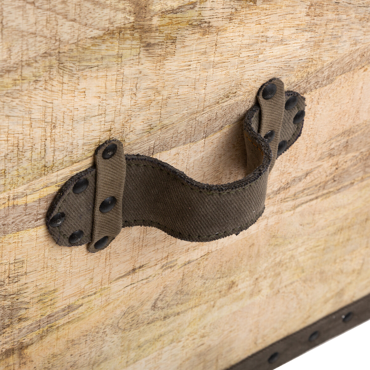 Pufe com arrumação SILAS em madeira mango