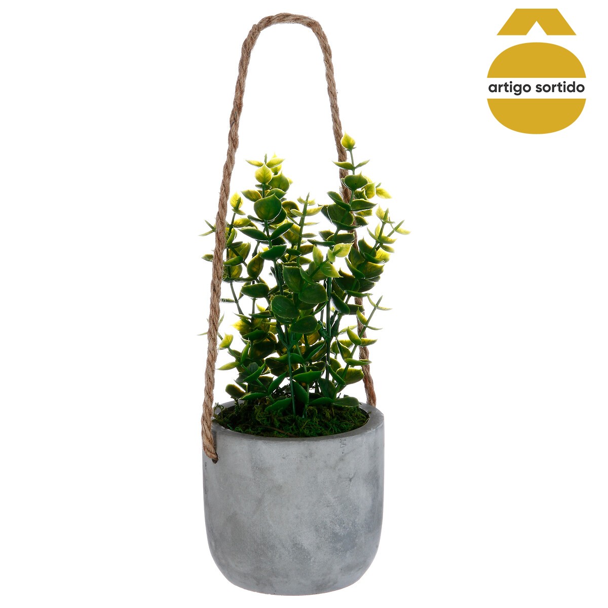 Vaso cimento suspenso com planta 25cm