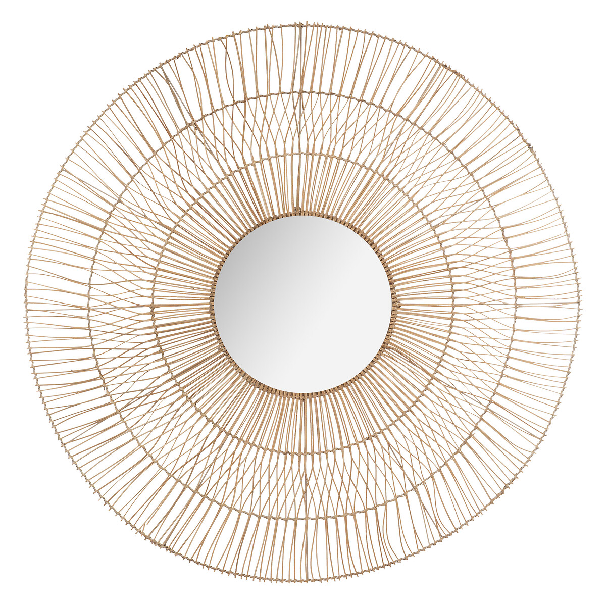 Espelho de parede bege CARAVANE em rattan 112cm