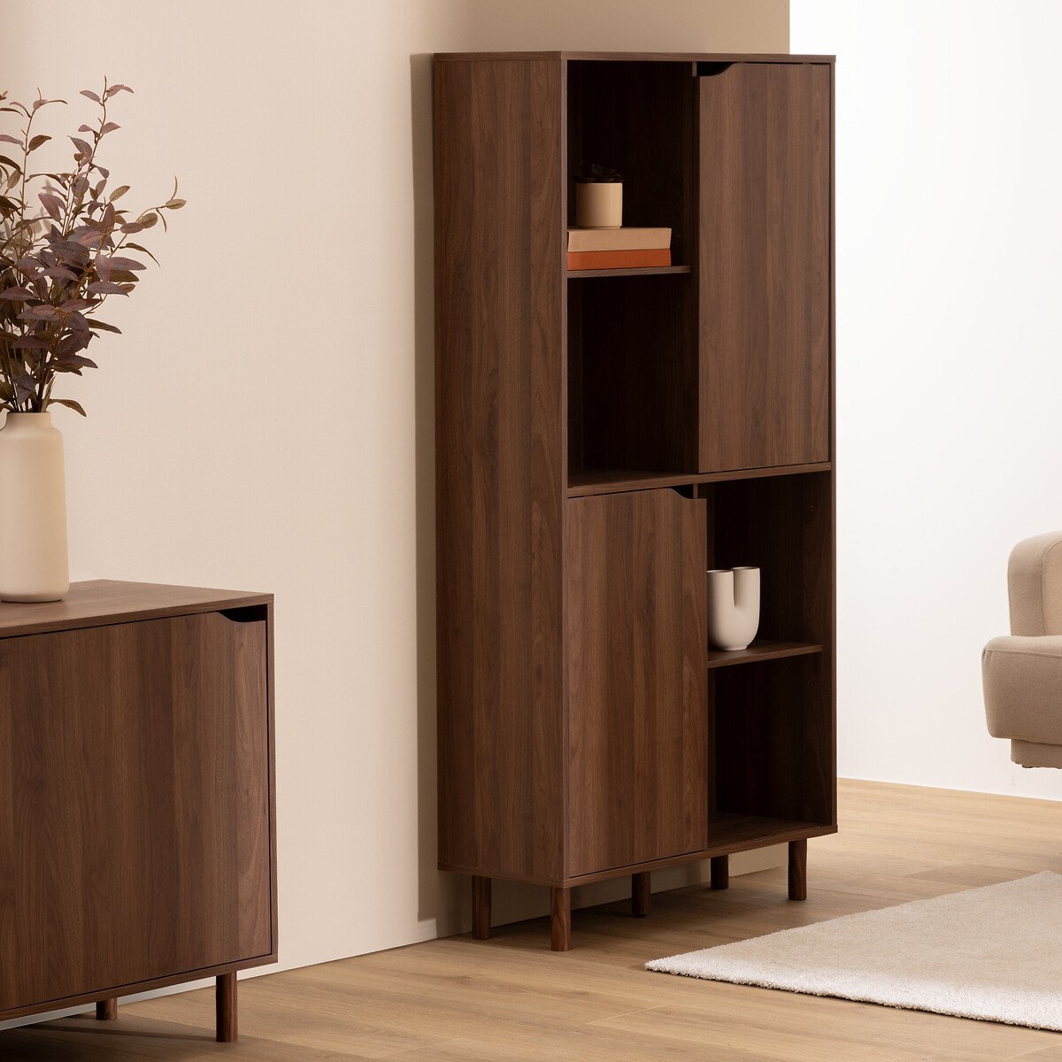 Estante deslizante castanho em madeira 159,5cm