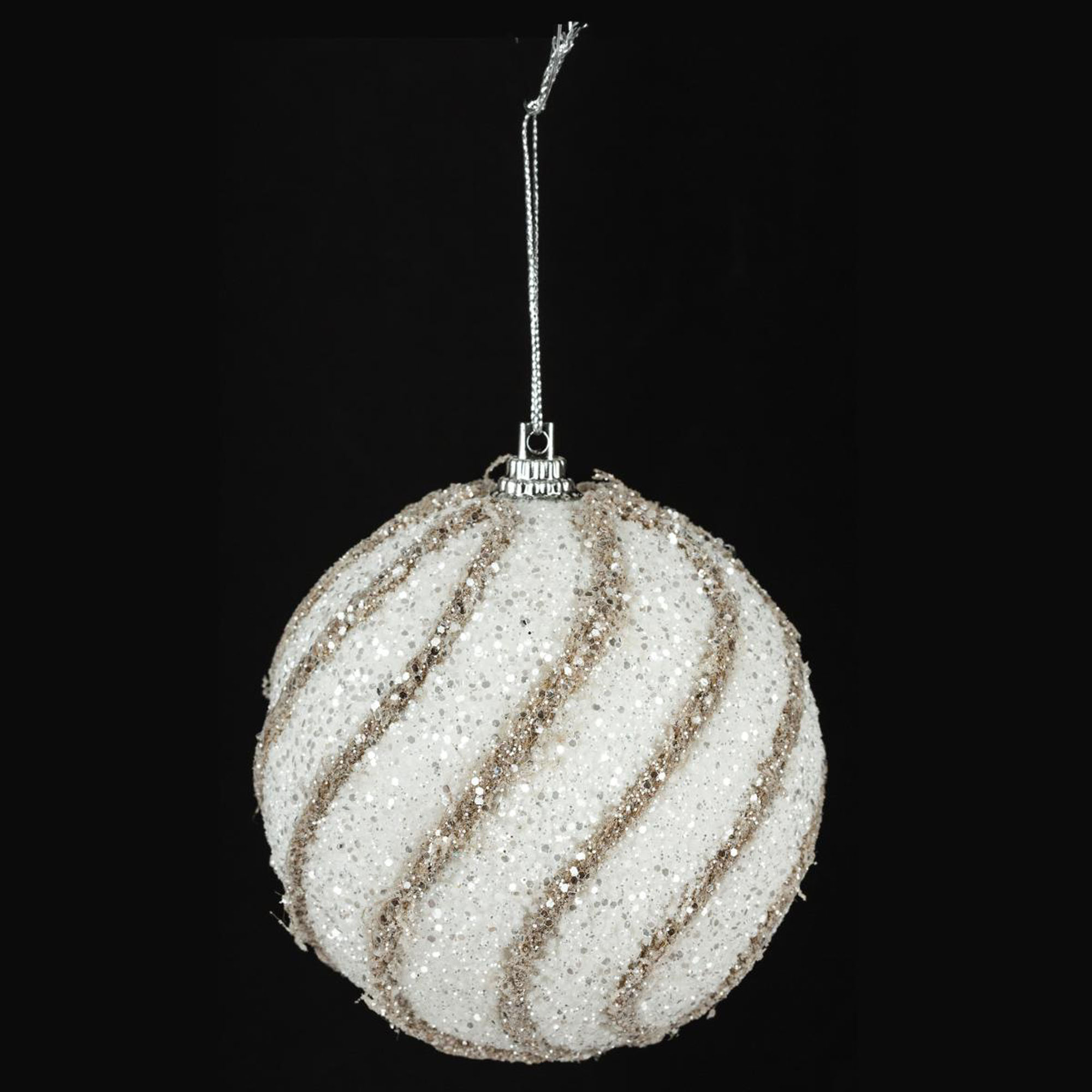 Bola de natal branca com fio em juta