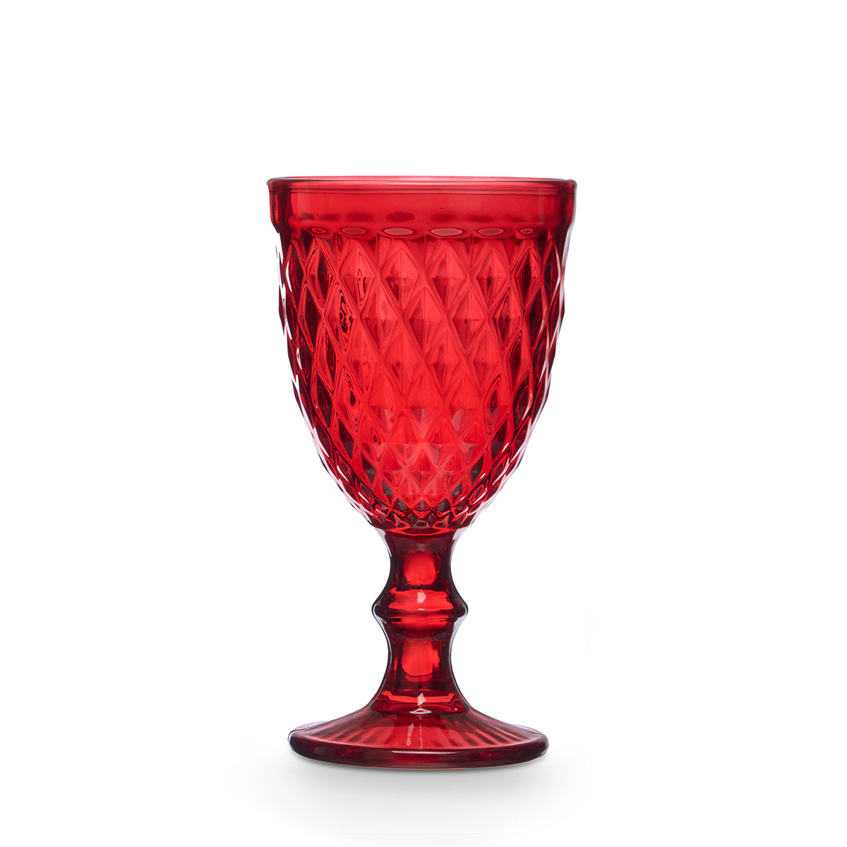 Copo De &Aacute;gua Diamante Vermelho Com P&eacute; 33cl
