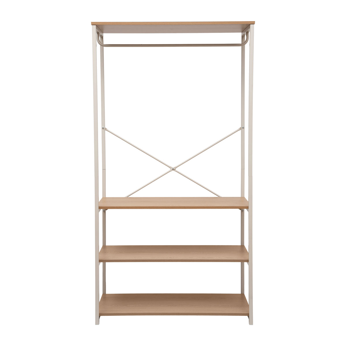 Roupeiro de metal bege com prateleiras 170cm